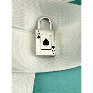 RARE Tiffany & Co. Ace Of Spades Enamel Sterling Silver Lock Charm Pendant
